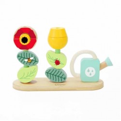 Дървена играчка - кубчета за нанизване Цветна градина CW20101
