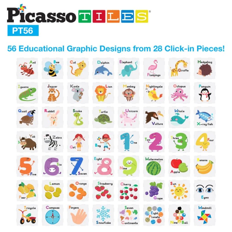Picasso Магнитен Конструктор Learn and Play 56 части PT56