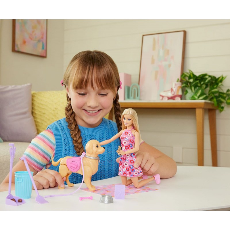 Кукла Barbie - Комплект Барби с кученце на сутрешна разходка 1710497 Кукла Barbie - Комплект Барби с кученце на сутрешна разходка 1710497